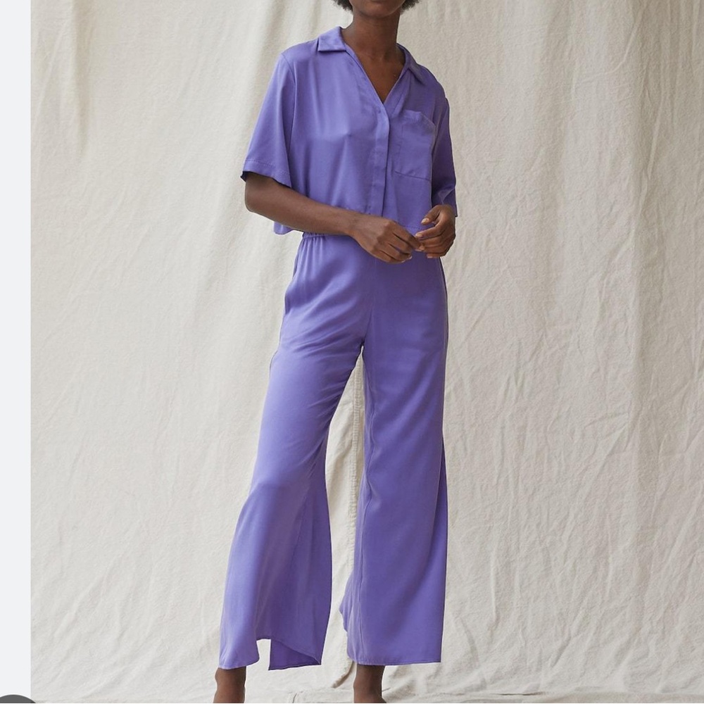 Lunya purple washable silk pajama set